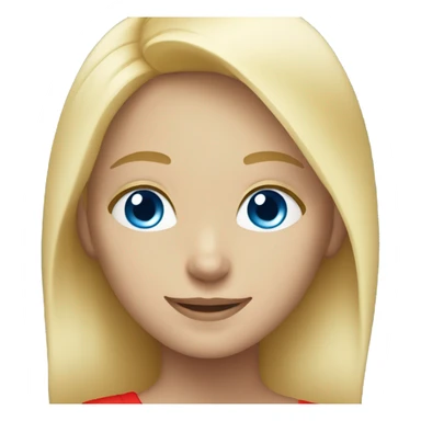 smiling blonde with blue eyes girl in red sticker