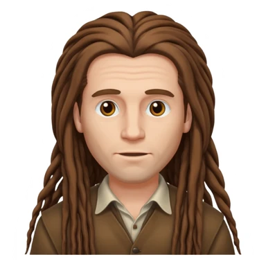 white Man with long brown dreadlocks sticker
