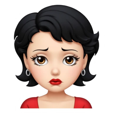 Do not change the face I already created, I want her with Betty boop face and black hair upset sticker