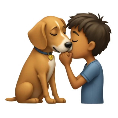 Dog kissing a boy sticker