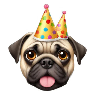 2 pugs with birthday hat sticker