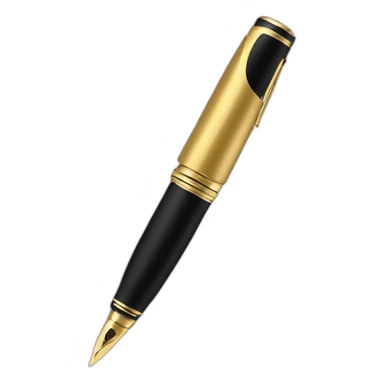 fountain pen icon flat color black and gold sticker