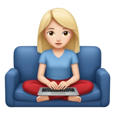 A girl is lying on the couch with a laptop, working sticker