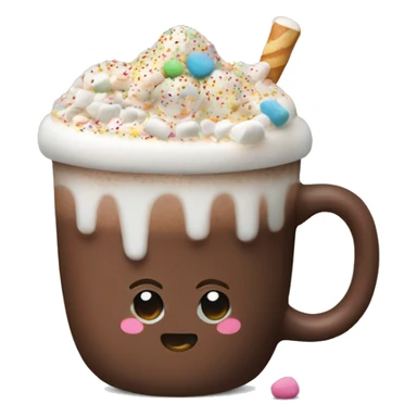 hot chocolate with marshmallows and sprinkles sticker