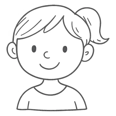 cartoon girl, straightforward design, clear outline, no complex shading, ideal for drawing practice sticker