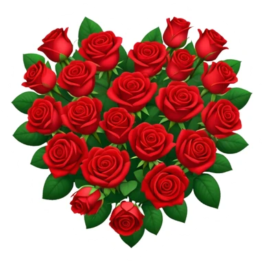 bouquet of red roses arranged in a heart shape sticker