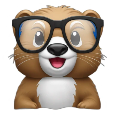 Beaver wearing glasses and black T-shirt with title „Pepsi” print on it sticker