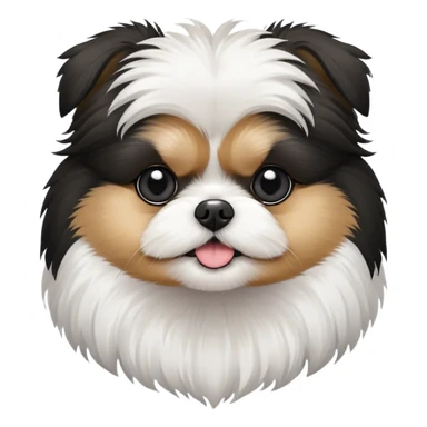 Pomeranian Shih Tzu mix with black and white fur sticker