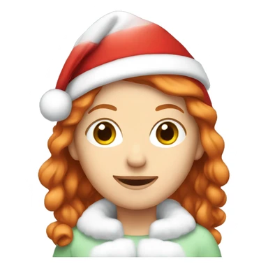 Red haired white girl with a christmas hat on sticker