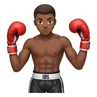 19-year-old Black male boxer in boxing stance, athletic build, boxing gloves sticker