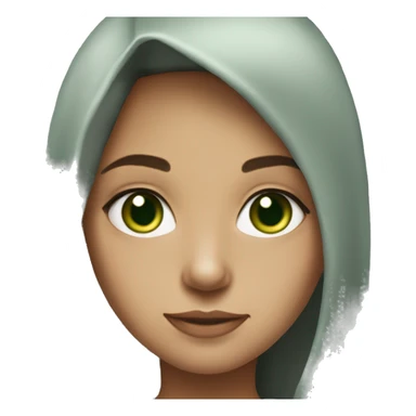 gitl with bron hair green eyes wearing a hodie sticker