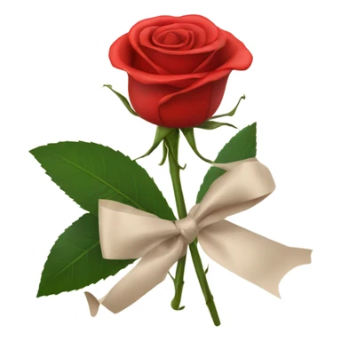 1 single Red rose wrapped in tissue paper with a ribbon  sticker