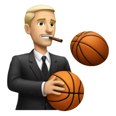 White man coaching basketball in a suit smoking a cigar  sticker