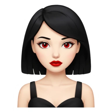 “Emoji girl, femme fatale, black hair. megan fox vibes black dress sticker