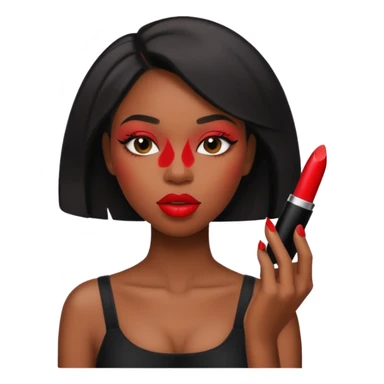 black woman puts lipstick sticker