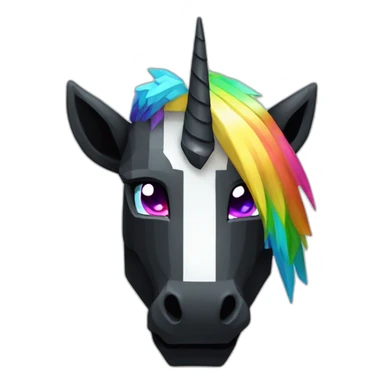 Minecraft Rainbow Black Unicorn Head With Diamond Horn sticker