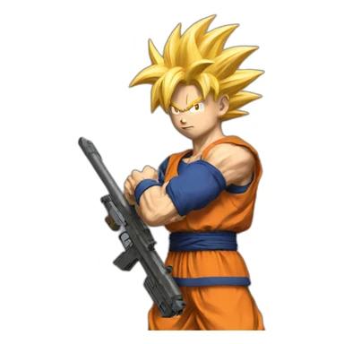 Goku with a gun sticker