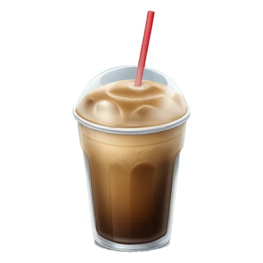 Ice coffee in a glass cup with a metal staw sticker