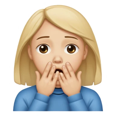 Crying pleading face with hand covering mouth sticker