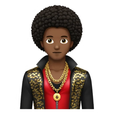 Gallant, R&B Singer with dark brown afro hair, black sequin jacket, shirtless with necklace sticker