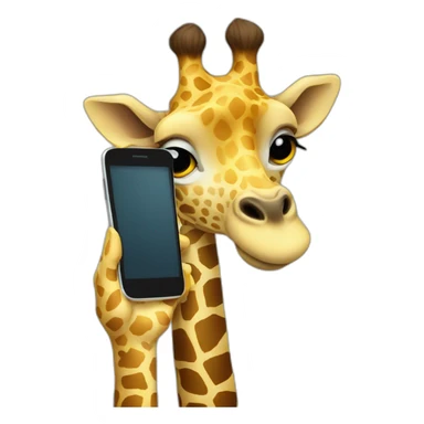 giraffe holding a smartphone showing a cross  sticker