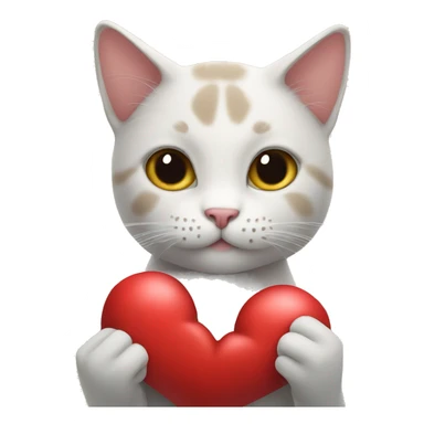 Cat holding a heart sticker