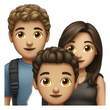 Brunette  girl and boy portrait sticker