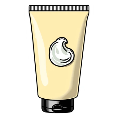 used tube of hand cream, bent in the middle, cap on, a bit of cream at the opening sticker