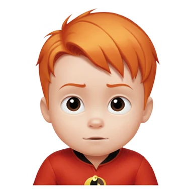 baby Jack Jack from The Incredibles with orange hair in red onesie sticker