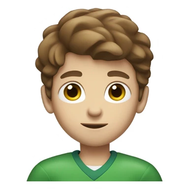 boy with brown hair and blue eyes. wearing a green shirt. holding an american football. from the chest up sticker
