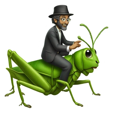 Rabbi riding a grasshopper sticker