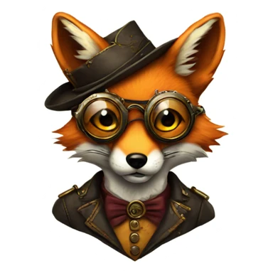 fox with glasses steampunk sticker
