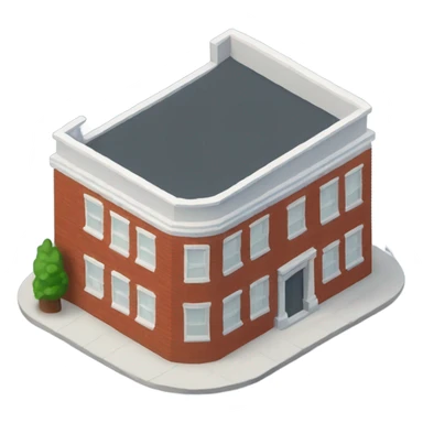 isometric curved redbrick single story building sticker