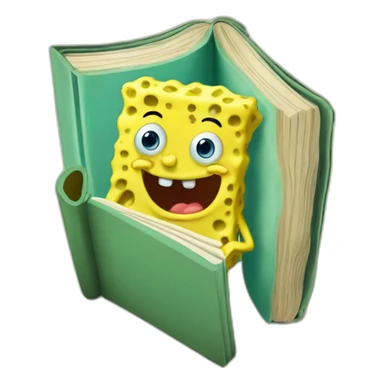 Silly Sponge Bob reading thick book sticker