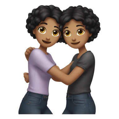 2 girl best friends hugging each other both have black hair sticker