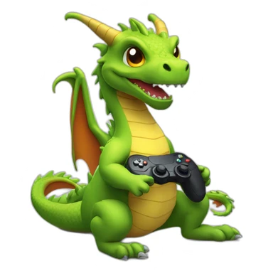 Dragon with Gaming Controller sticker