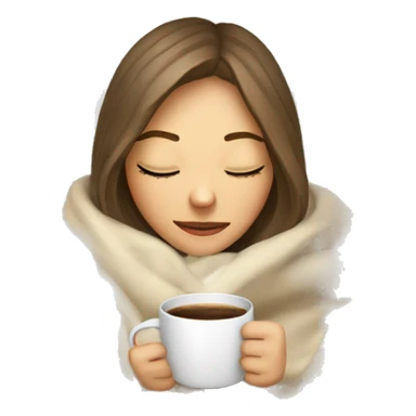 White girl inside a blanket sipping coffe eyes closed sticker
