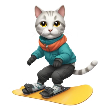 Cat snowboarding  sticker