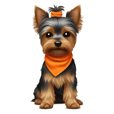 yorkie with an orange bandana around its neck sticker