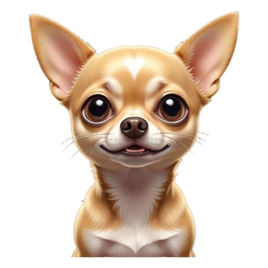 Cinematic Comical Fawn Short Haired Chihuahua Portrait Emoji, Head tilted dramatically with an exaggeratedly shocked or offended expression, short fawn fur with a sleek texture, wide, expressive dark eyes filled with exaggerated disbelief, Simplified yet hilariously expressive features, highly detailed, glowing with a slightly sassy glow, high shine, dramatic yet playful, stylized with an air of attitude, bright and endearing, soft glowing outline, capturing the essence of a sassy and over-the-top pup, so meme-worthy it feels like it could side-eye its way into internet fame instantly! sticker