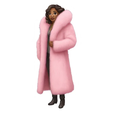 Long Pink fur coat sticker