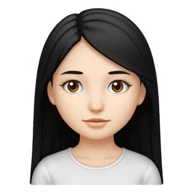 make a girl emoji with straight long black hair and blonde highlights and brown eyes with pretty eyelashes wearing a white top sticker