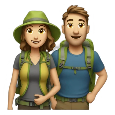 couple trekking sticker
