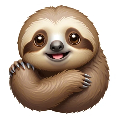 Cinematic Cute Sloth Portrait Emoji, Head tilted playfully and inquisitively, with a delightfully relaxed expression accented by a soft, fuzzy Fur and round, sparkling eyes filled with charm, Simplified yet irresistibly adorable features, highly detailed, glowing with a warm, gentle glow, high shine, affectionate and laid-back, stylized with a touch of whimsical laziness, bright and endearing, soft glowing outline, capturing the essence of a mischievous yet loving sloth that seems as if it could slowly dangle out of the screen into your arms! sticker