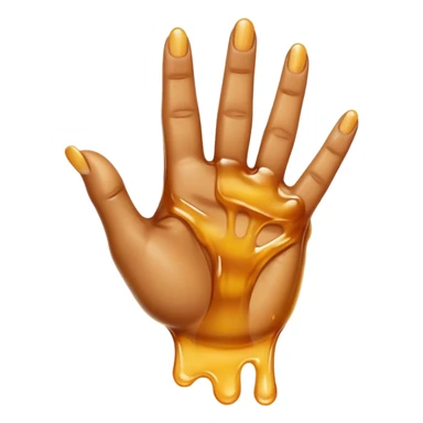 a hand with 2 fingers out and a sticky liquid on them sticker