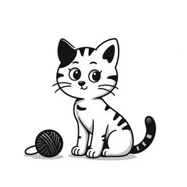 cute kitten doodle style, hand drawn sticker