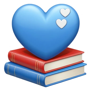  Blue and white heart + books sticker