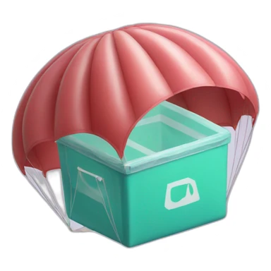 parachute with a plastic box and the letters AMMC written sticker