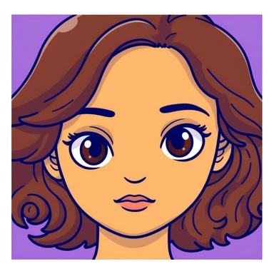 woman face with big eyes, medium skin tone, and dark wavy hair sticker