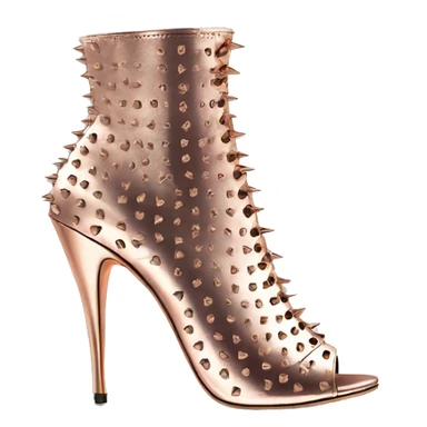 Realistic pair of rose gold peep toe spiked heel bootie shoes isolated sticker